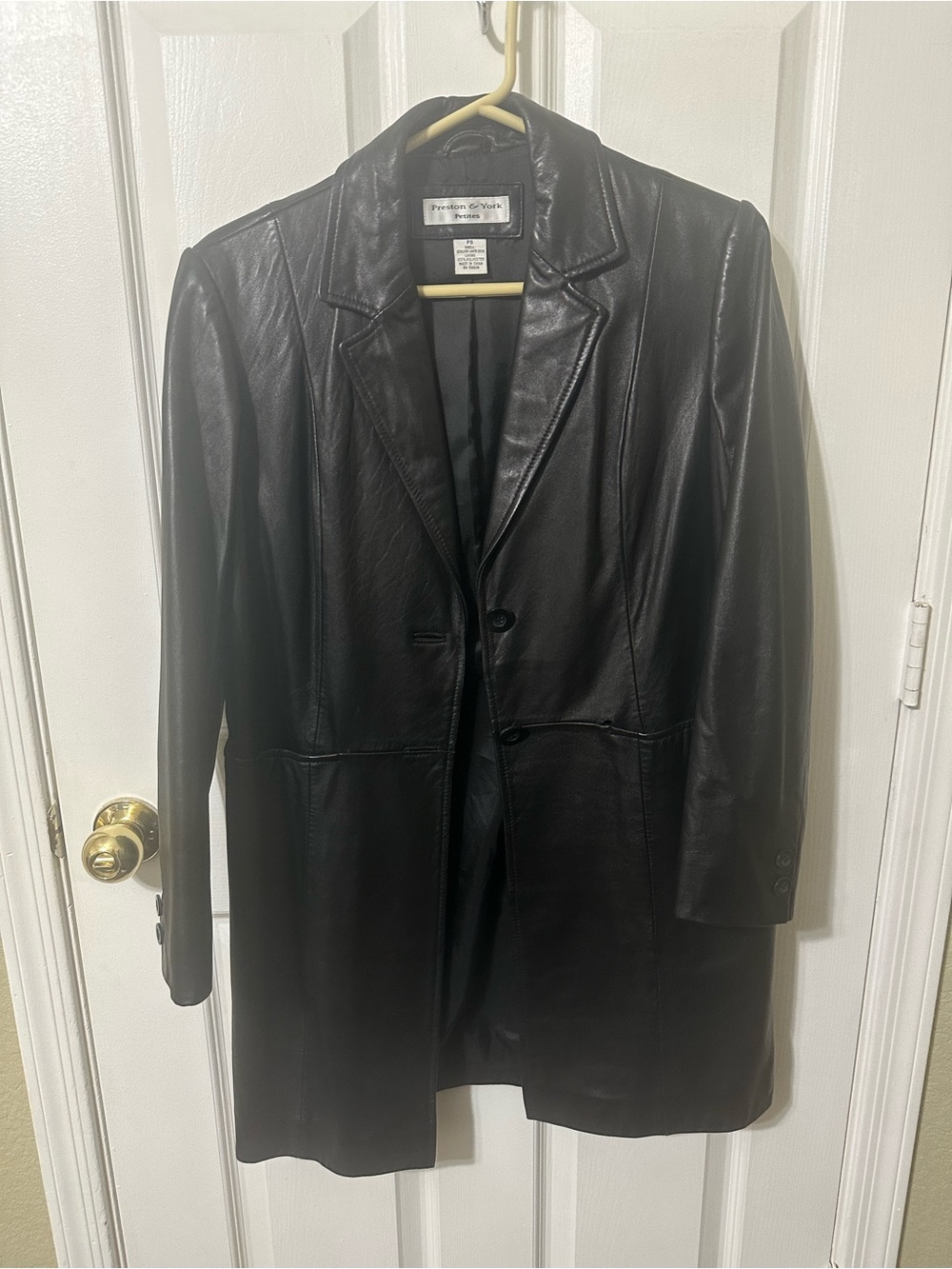 Preston & York Black Long Leather Blazer
